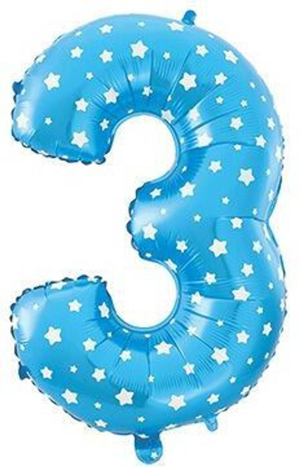 Balloons Printed 14" Number "3" Blue With White Dotted Mini Shape Foil Balloon Airwalker