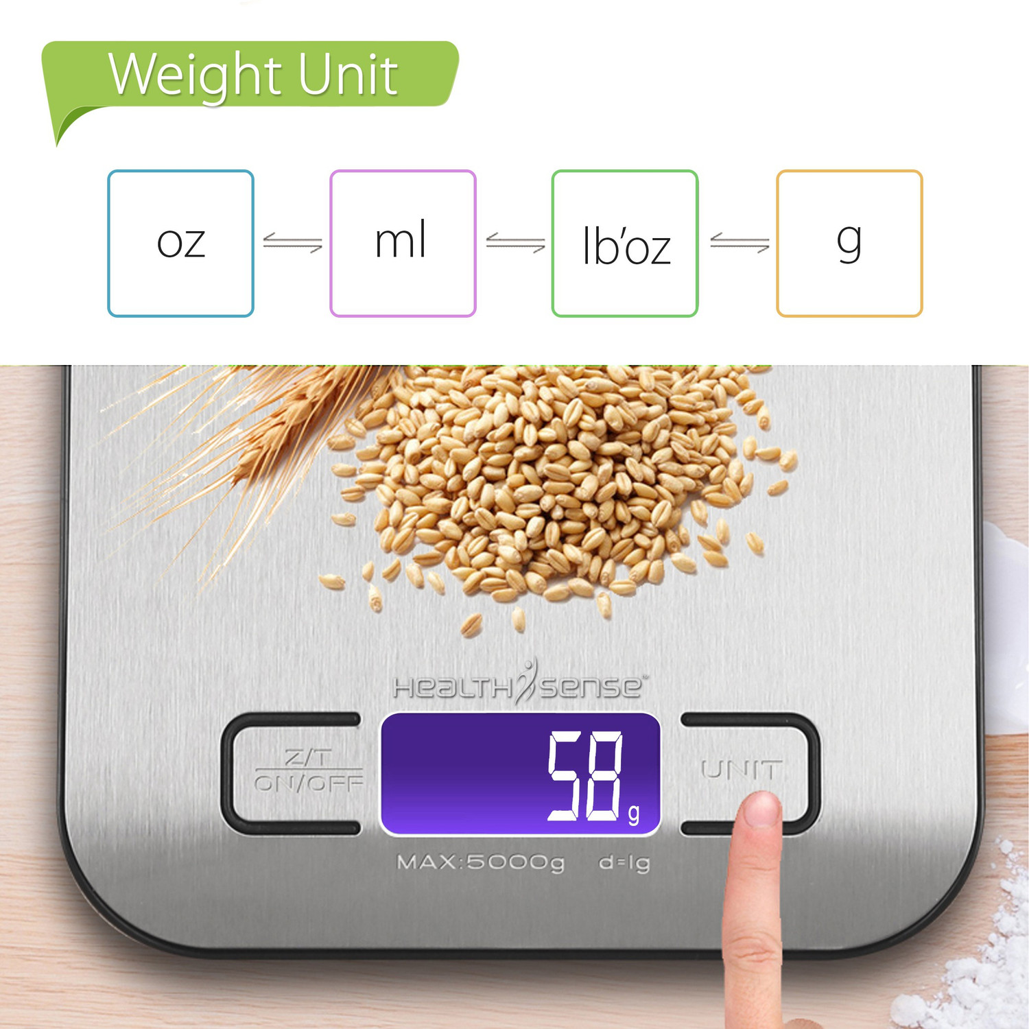 Image of Health Sense Chef-Mate Stainless Stell Digital Kitchen Scale Weighing Scale