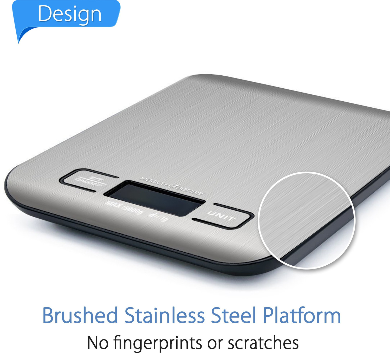 Image of Health Sense Chef-Mate Stainless Stell Digital Kitchen Scale Weighing Scale