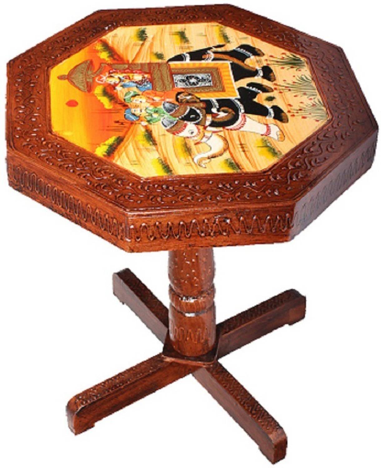 Apkamart Handicraft Wooden End Table cum Stool - For Home Decorat