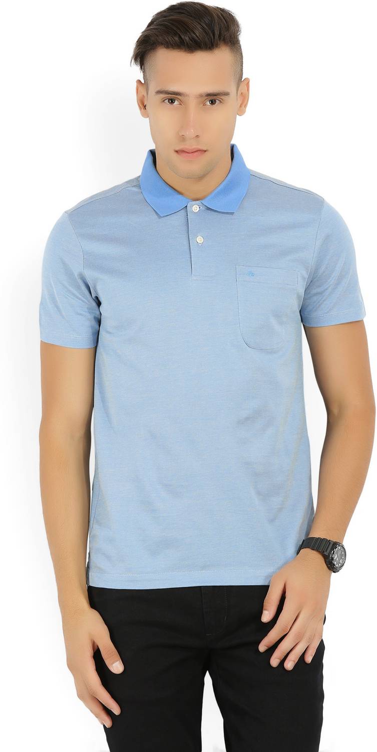 ARROW Solid Men Polo Neck Light Blue T-Shirt
