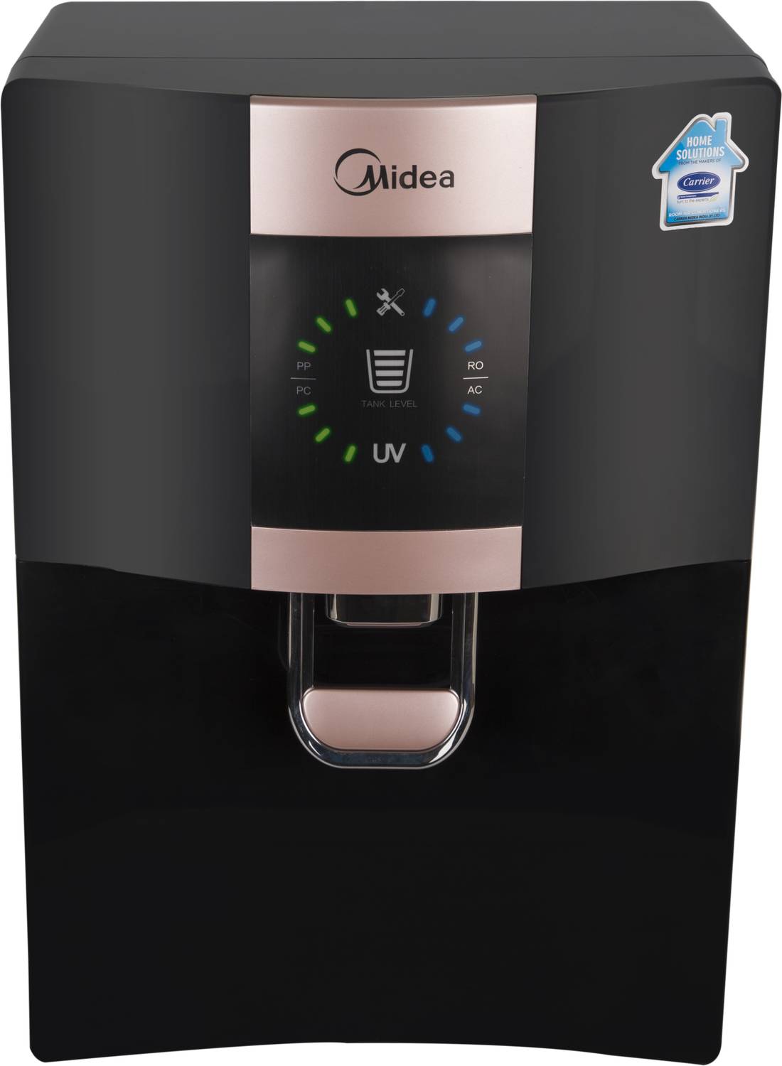 Carrier Midea MWPRU080CL7 Antibacterial Tank & Copper Wellness Replaceable Tank 8 L RO + UV Water Purifier