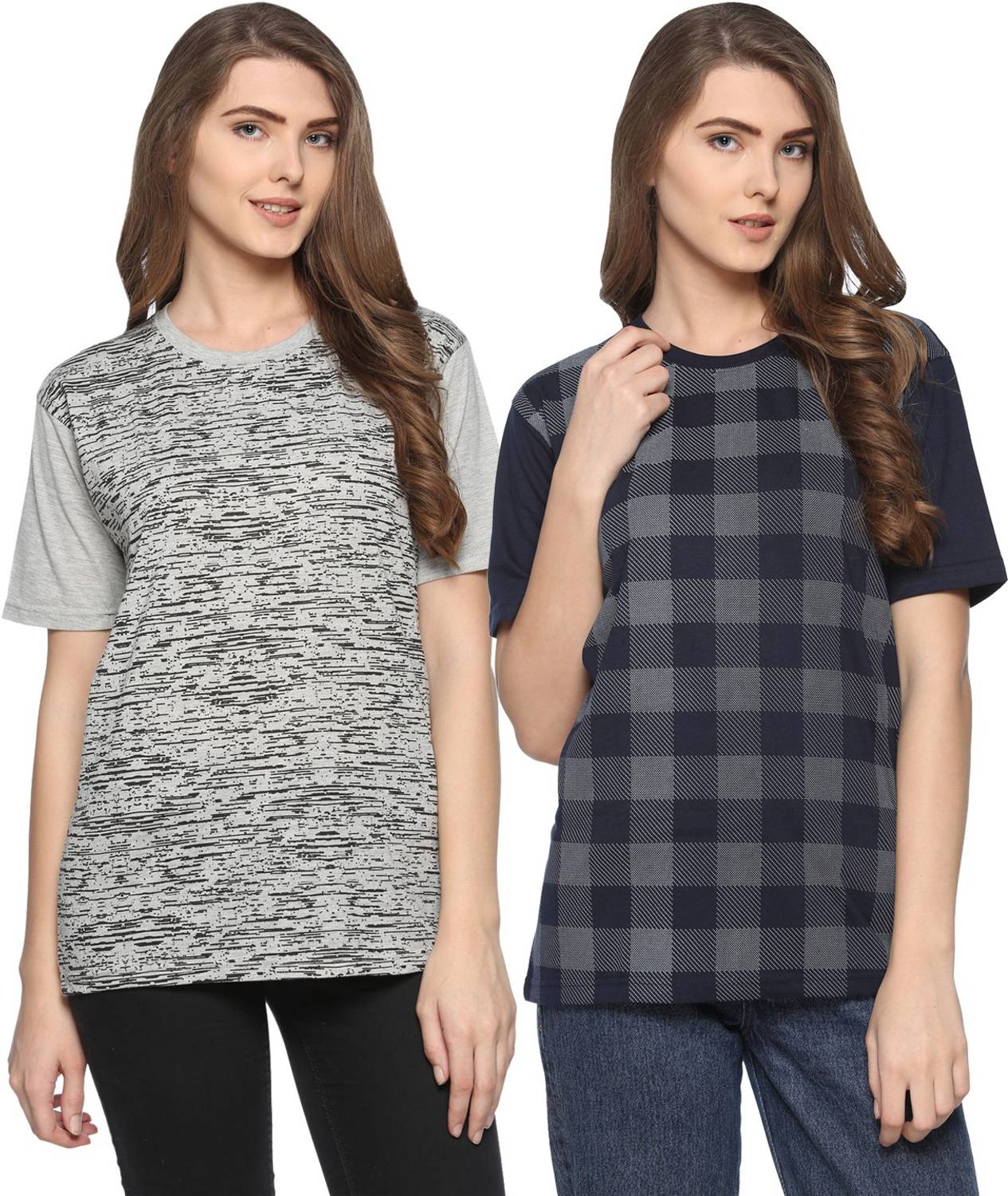 69GAL Printed Women Round Neck Multicolor T-Shirt