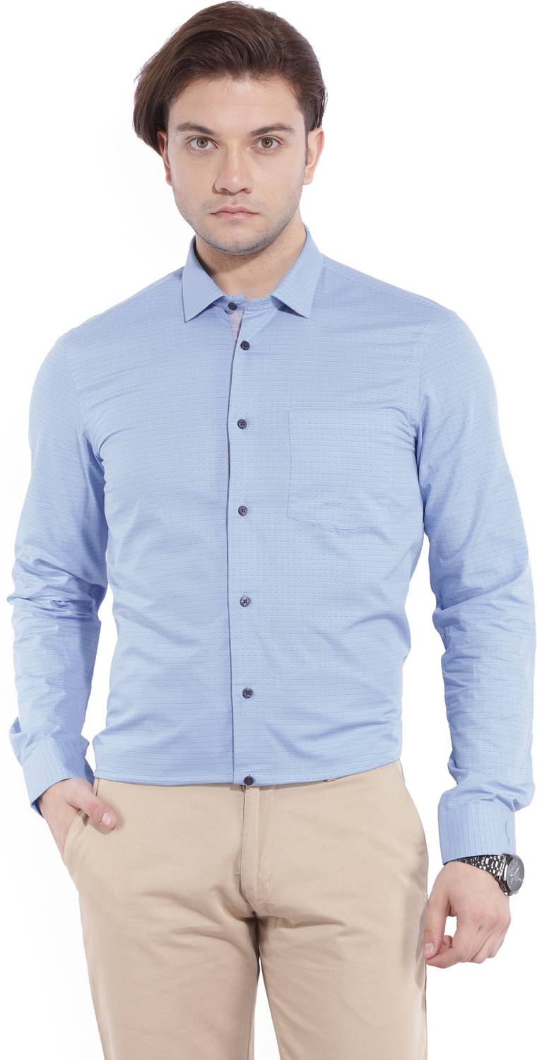 Arrow Newyork Men Self Design Formal Blue Shirt