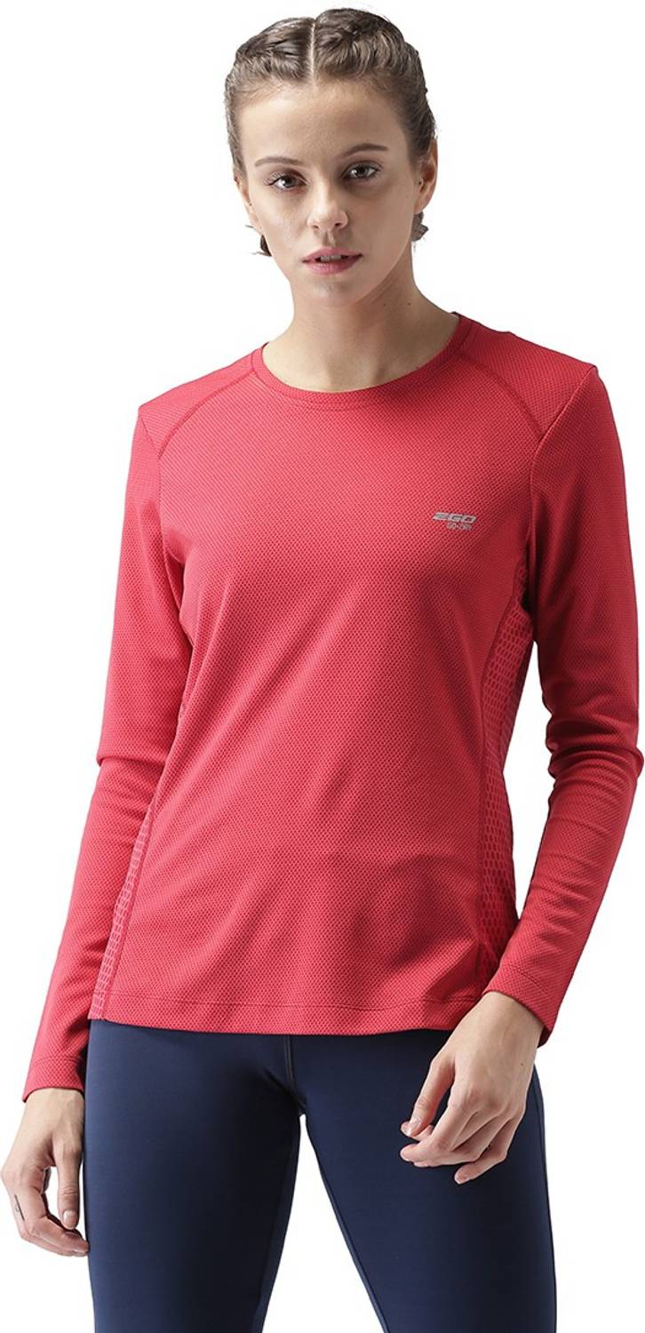 2GO Solid Women Round Neck Red T-Shirt