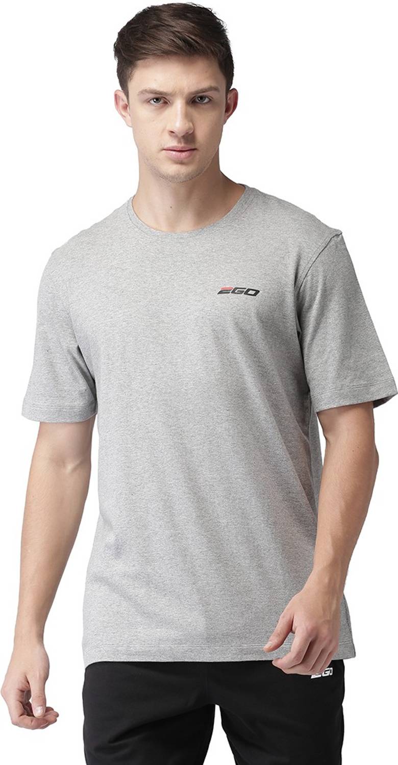 2GO Solid Men Round Neck Grey T-Shirt