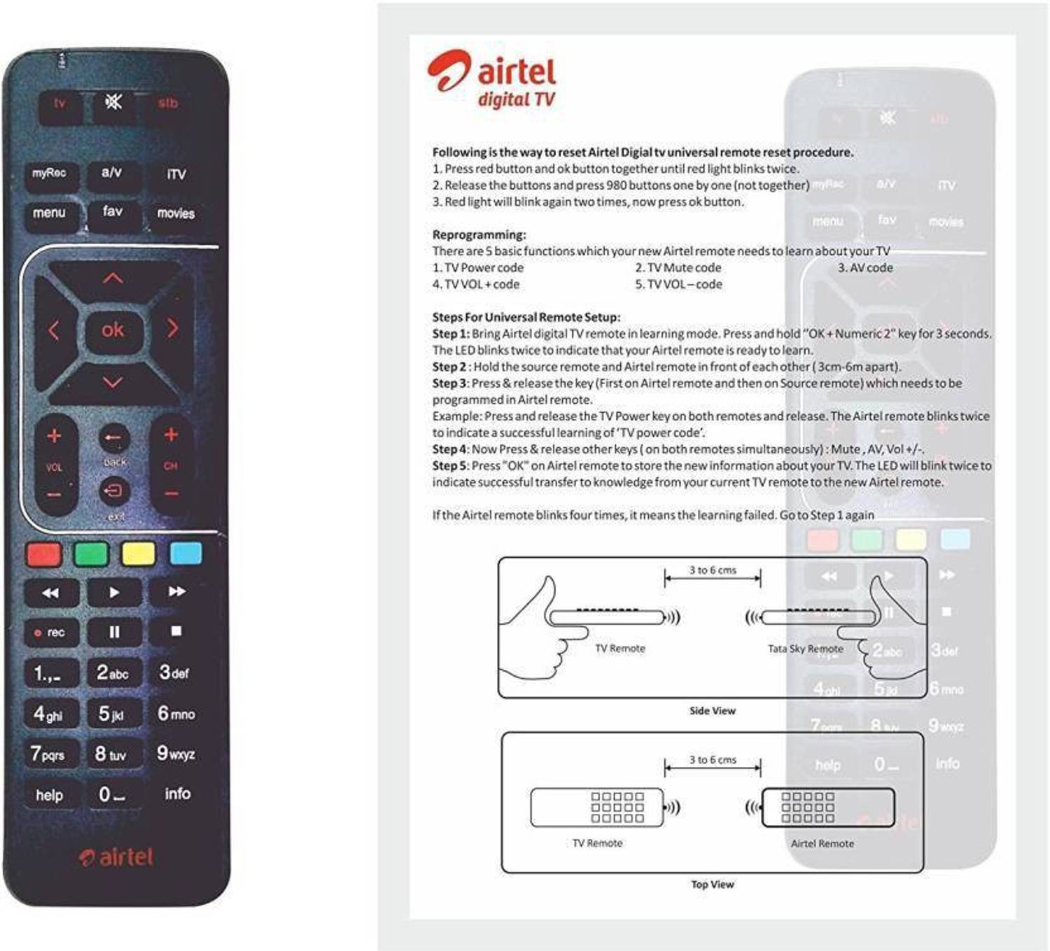 Airtel rmot04 Aiertel DTH Remote Controller