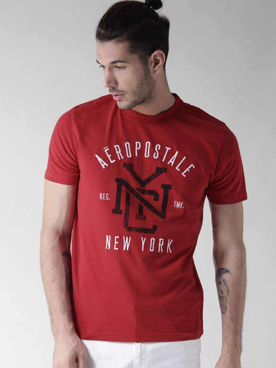 AEROPOSTALE Printed Men Round Neck Red T-Shirt