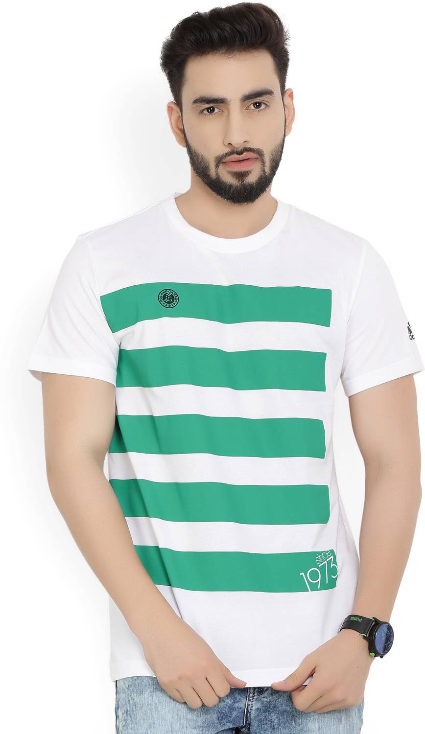 ADIDAS Striped Men Round Neck T-Shirt
