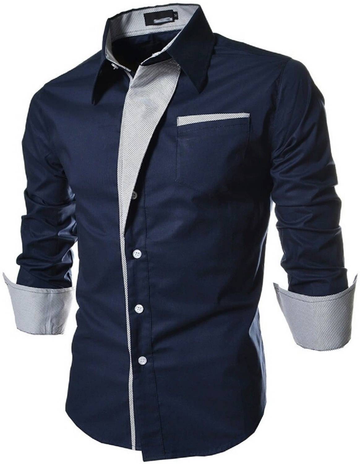 N T FASHION Men Self Design Party Blue Shirt - Buy N T FASHION Men