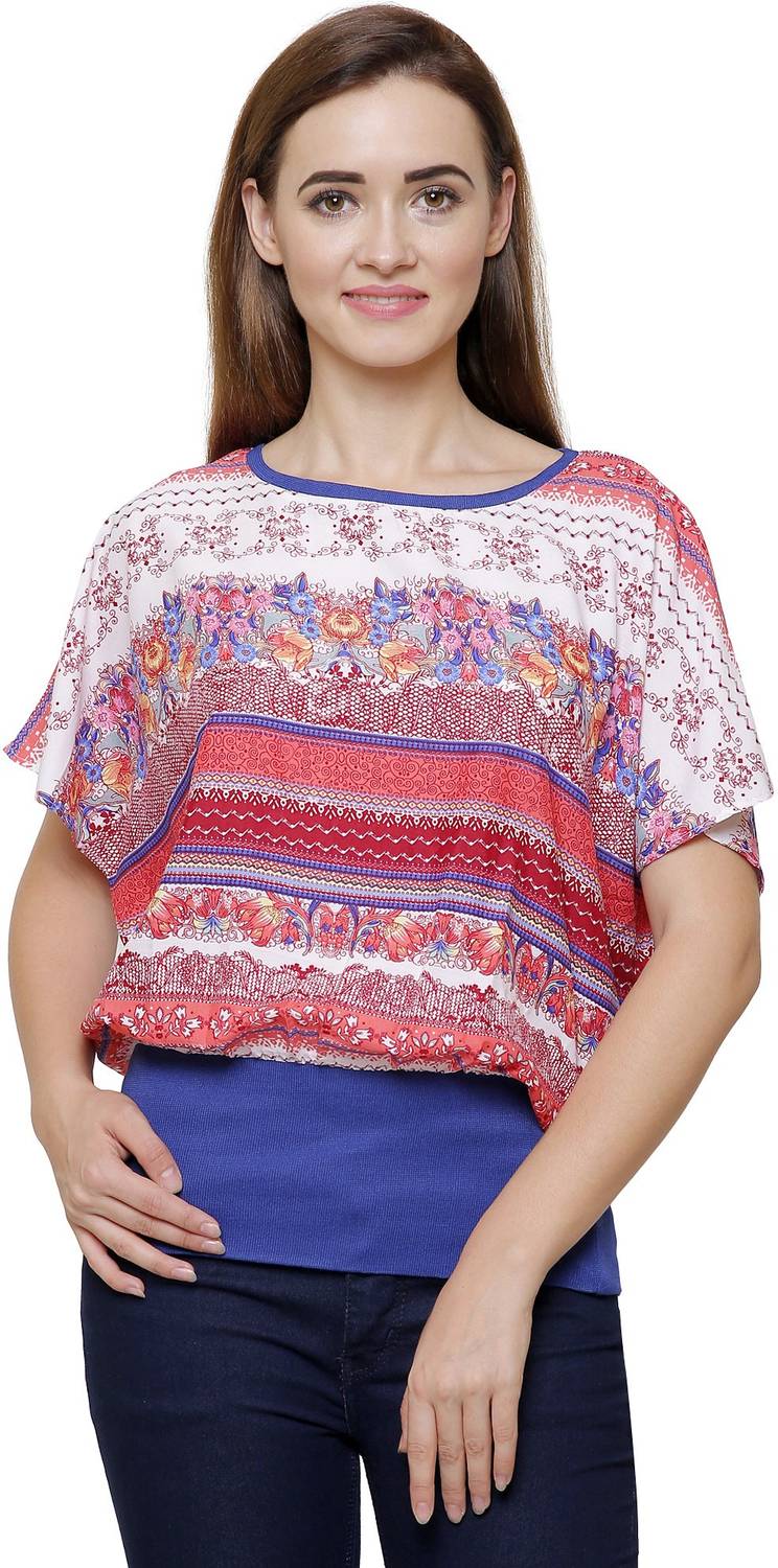 Alfa Fashion Casual Half Sleeve Printed Women Multicolor Top
