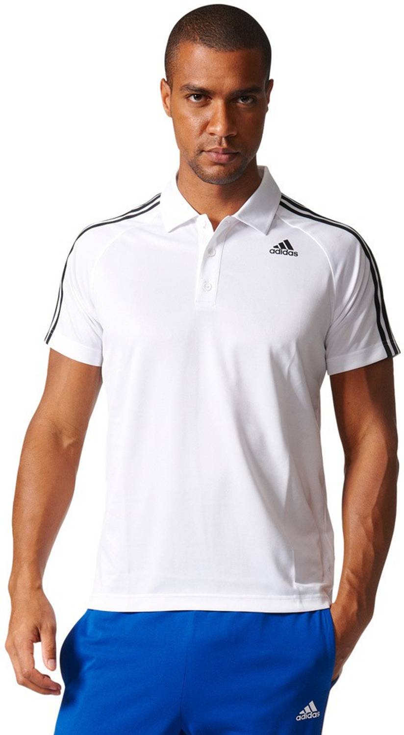 ADIDAS Solid Men Polo Neck White T-Shirt