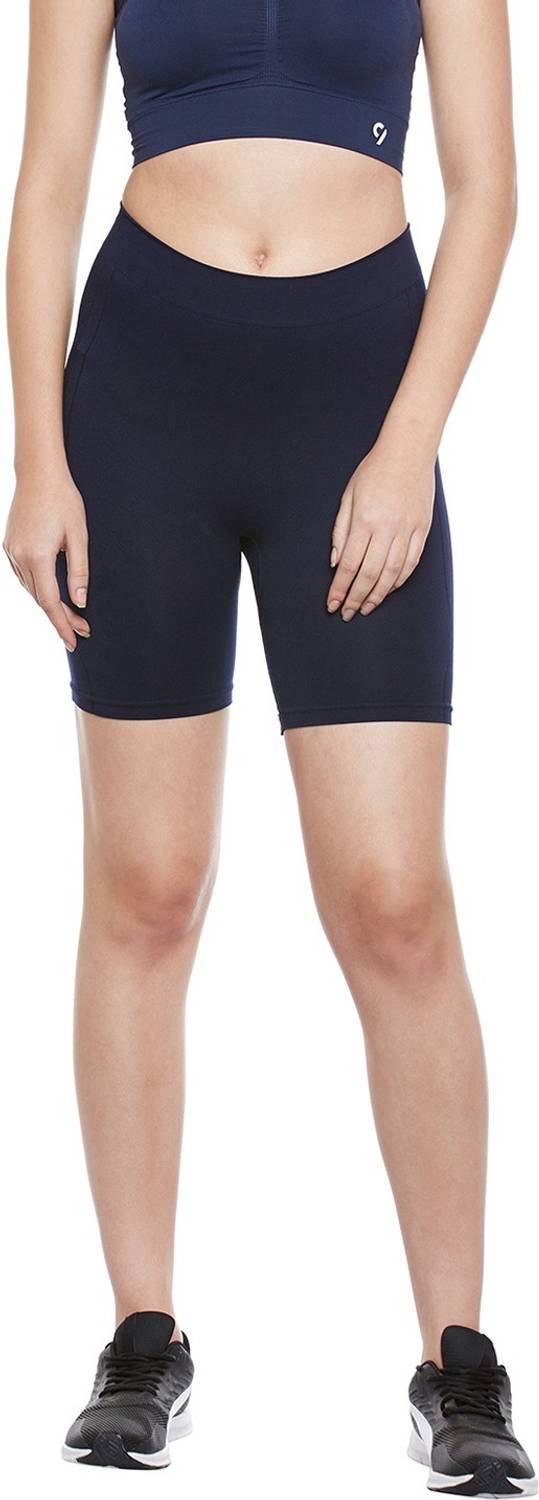C9 Solid Women Black Cycling Shorts
