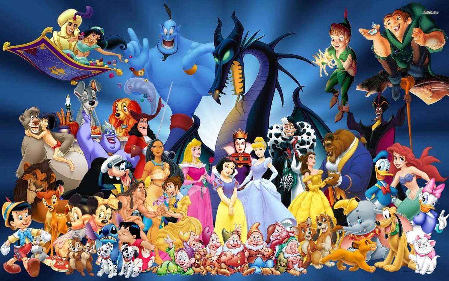 Disney Character Art Collection ポスター 52 North Disney Characters Collection Framed Canvas Wall Art Print