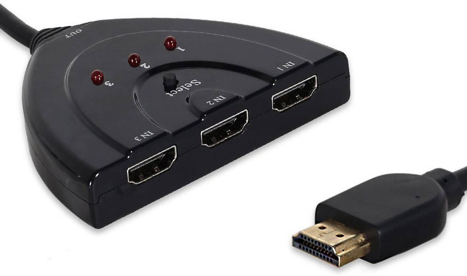 LipiWorld TV-out Cable 3 Port HDMI Multi Display Auto Switch Hub Box Splitter 1080P HD TV Adapter Cable 3 in 1 Out hdmi switch