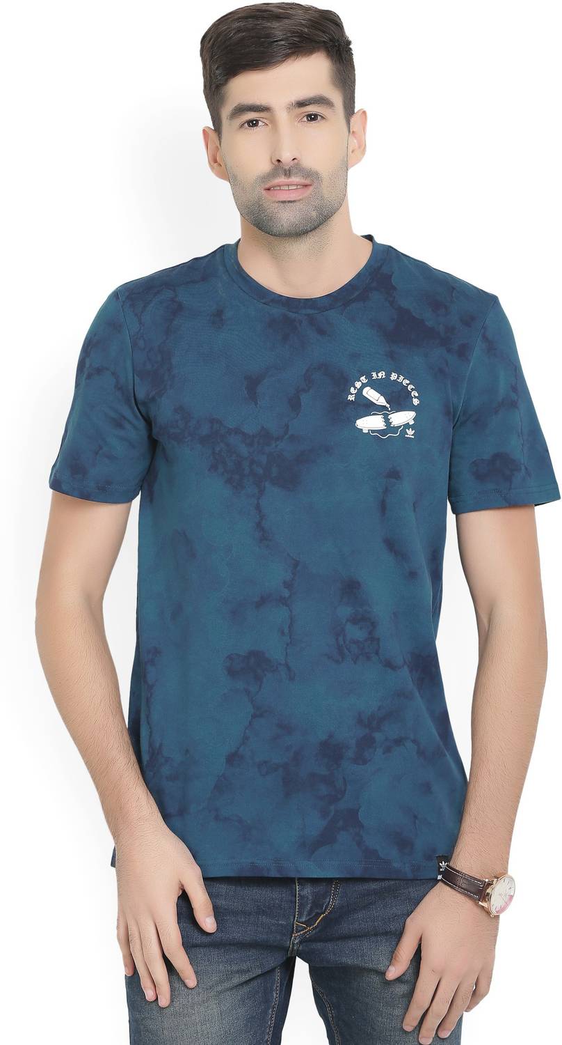 ADIDAS ORIGINALS Printed Men Round Neck Blue T-Shirt