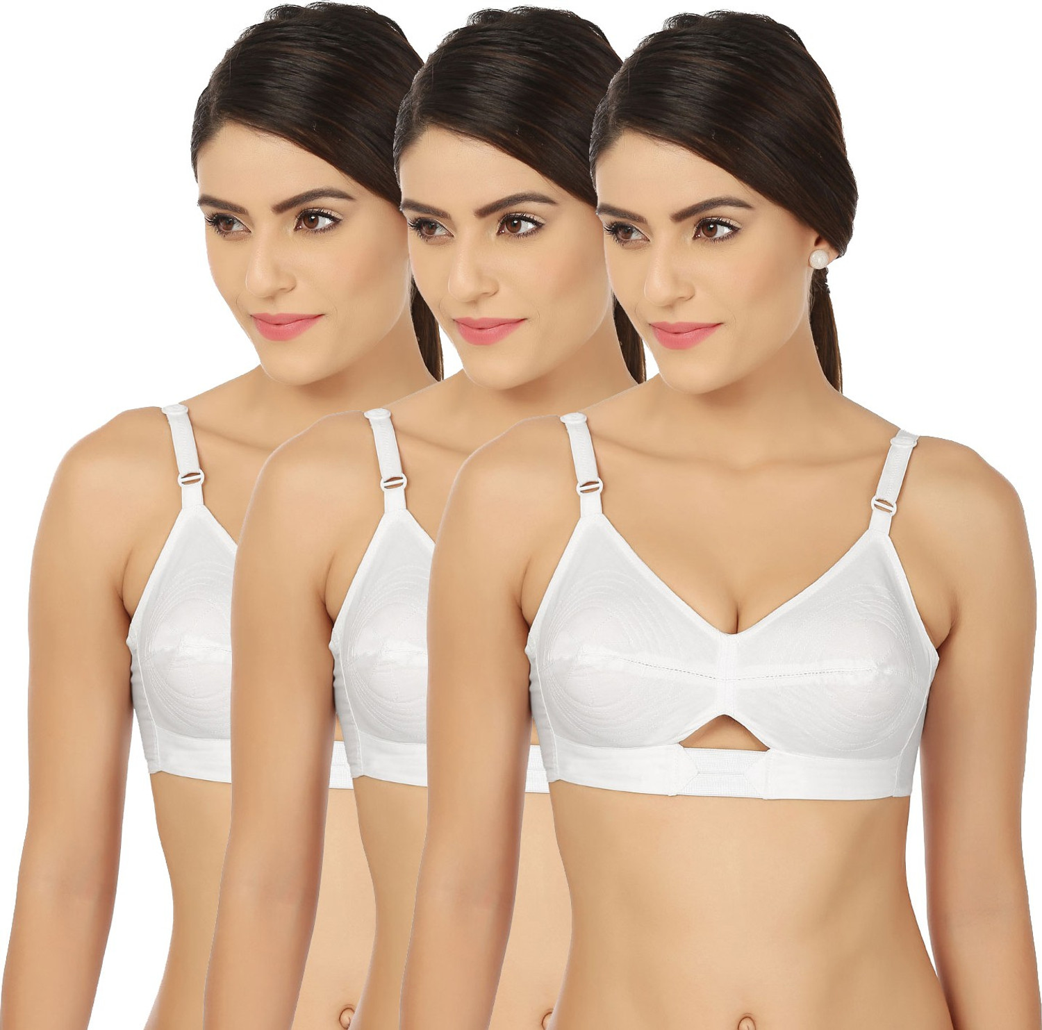 Image of RUPA SOFTLINE Pack of 3 Women Full Coverage Non Padded Bra (White)