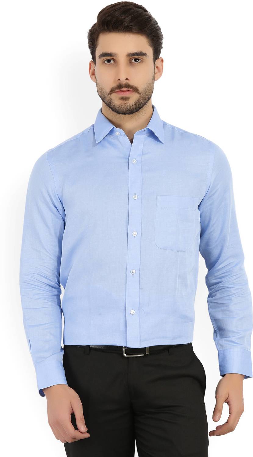 ARROW Men Solid Formal Blue Shirt