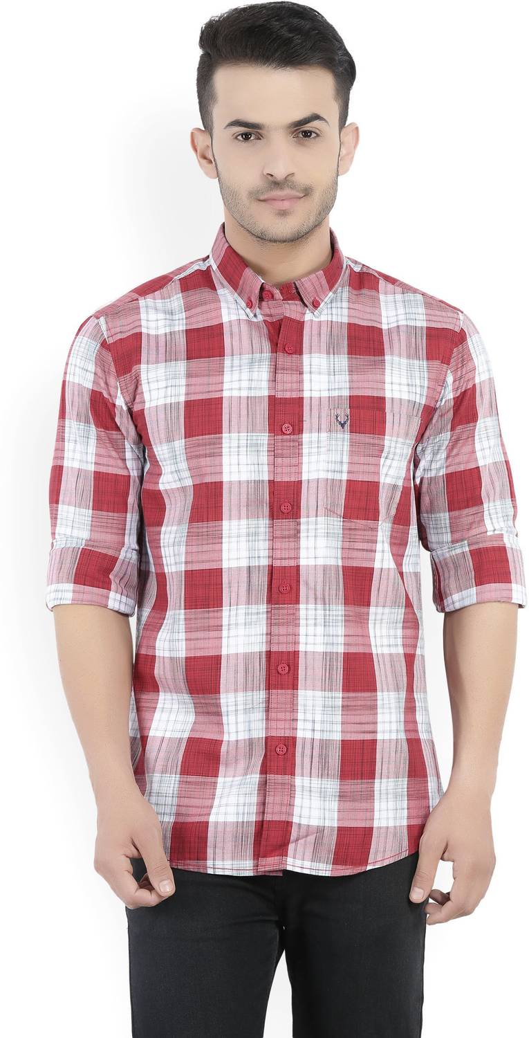 Allen Solly Men Checkered Casual Red Shirt
