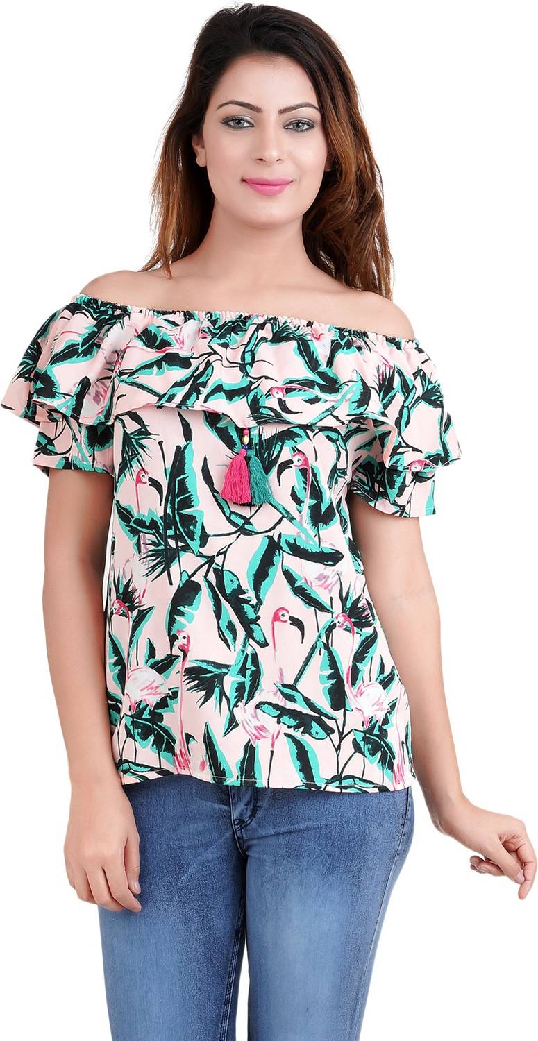 Anekaant Casual Half Sleeve Graphic Print, Printed Women Multicolor Top