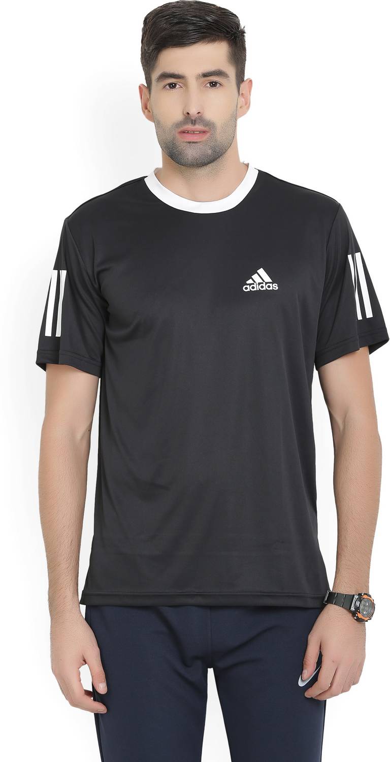 ADIDAS Solid Men Round Neck Black T-Shirt