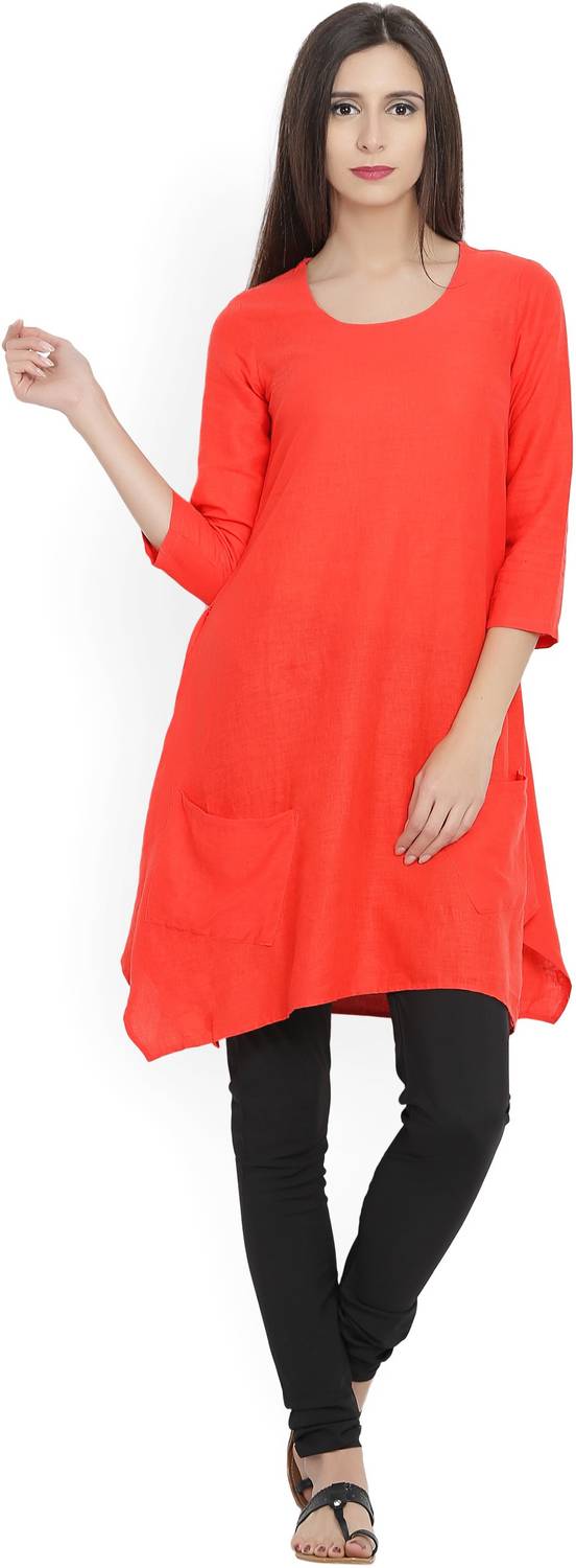 BIBA Casual Regular Sleeve Solid Women Red Top