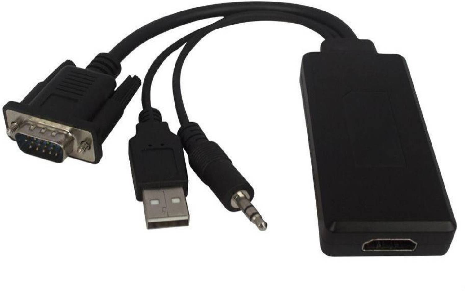 microware HDMI Cable 0.25 m VGA Male to High Definition Female wi