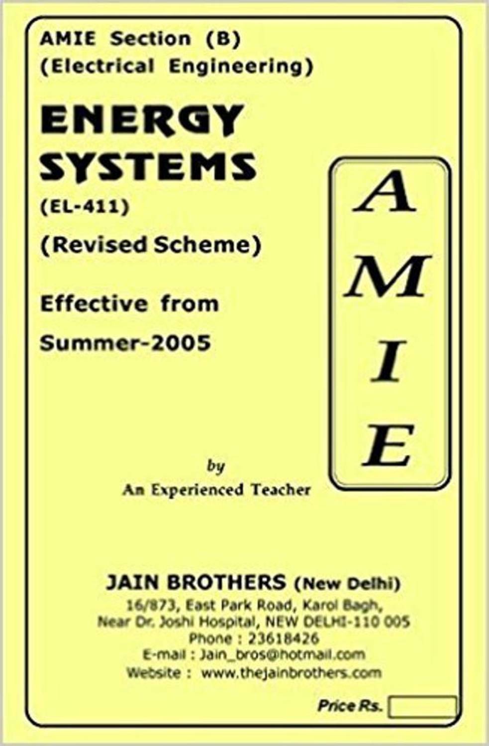AMIE-Section (B) Energy Systems (EL-411) Electrical Engineering Solved And Unsolved Paper