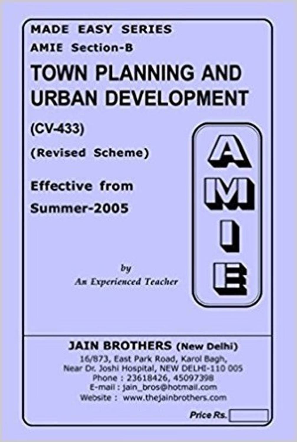 AMIE-Section-(B) Town Planning And Urban Development (CV-433) Civil Engineering Solved And Unsolved Paper