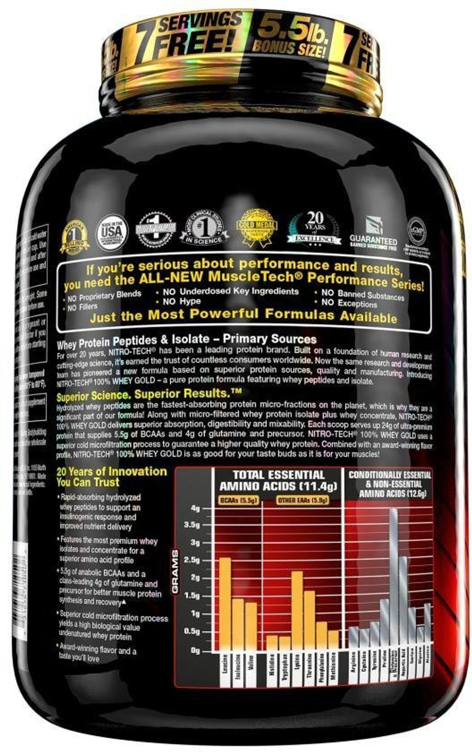 Image of Muscletech Performance Series Nitrotech 100% Gold Whey Protein