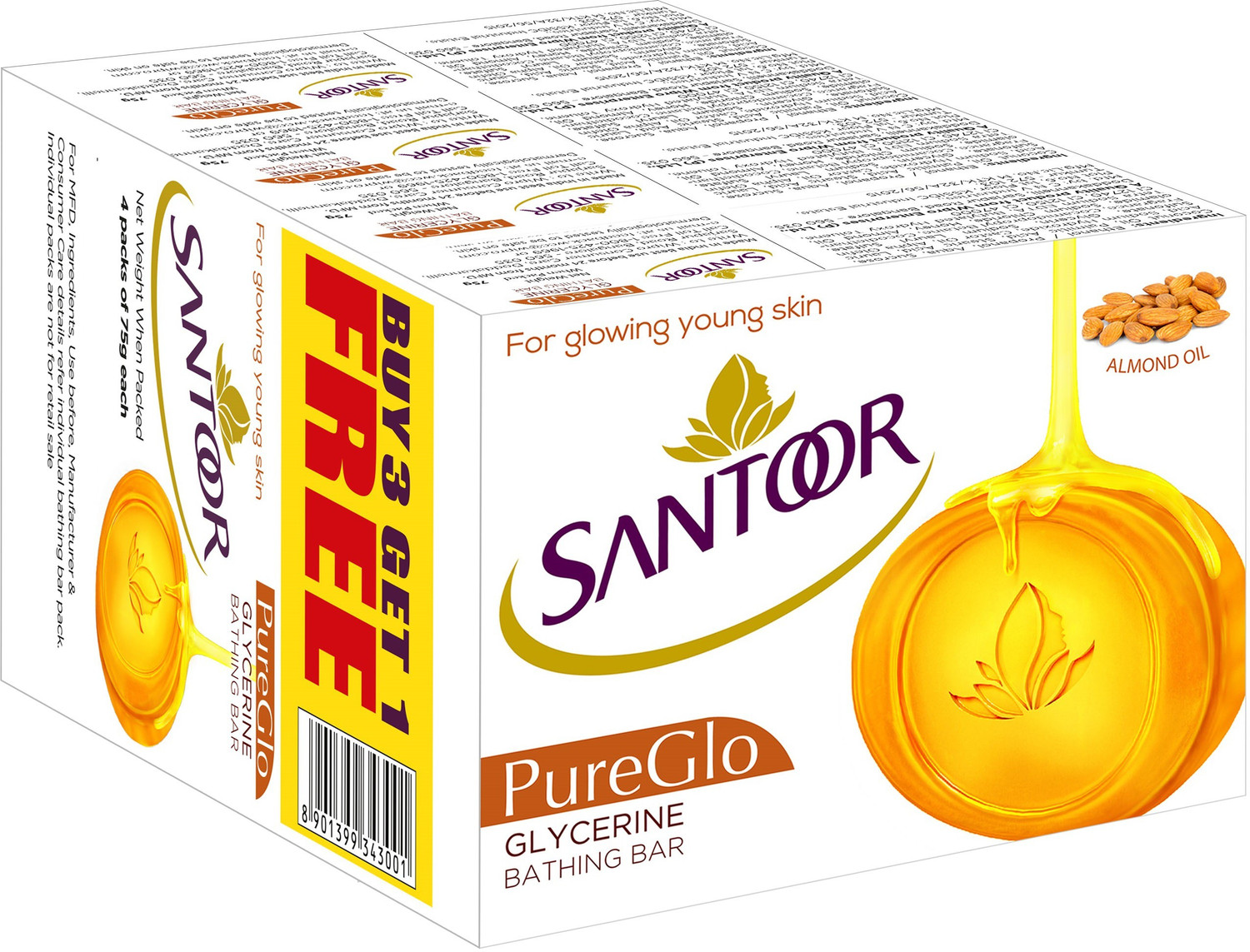 Image of Santoor PureGlo Glycerine Bathing Bar