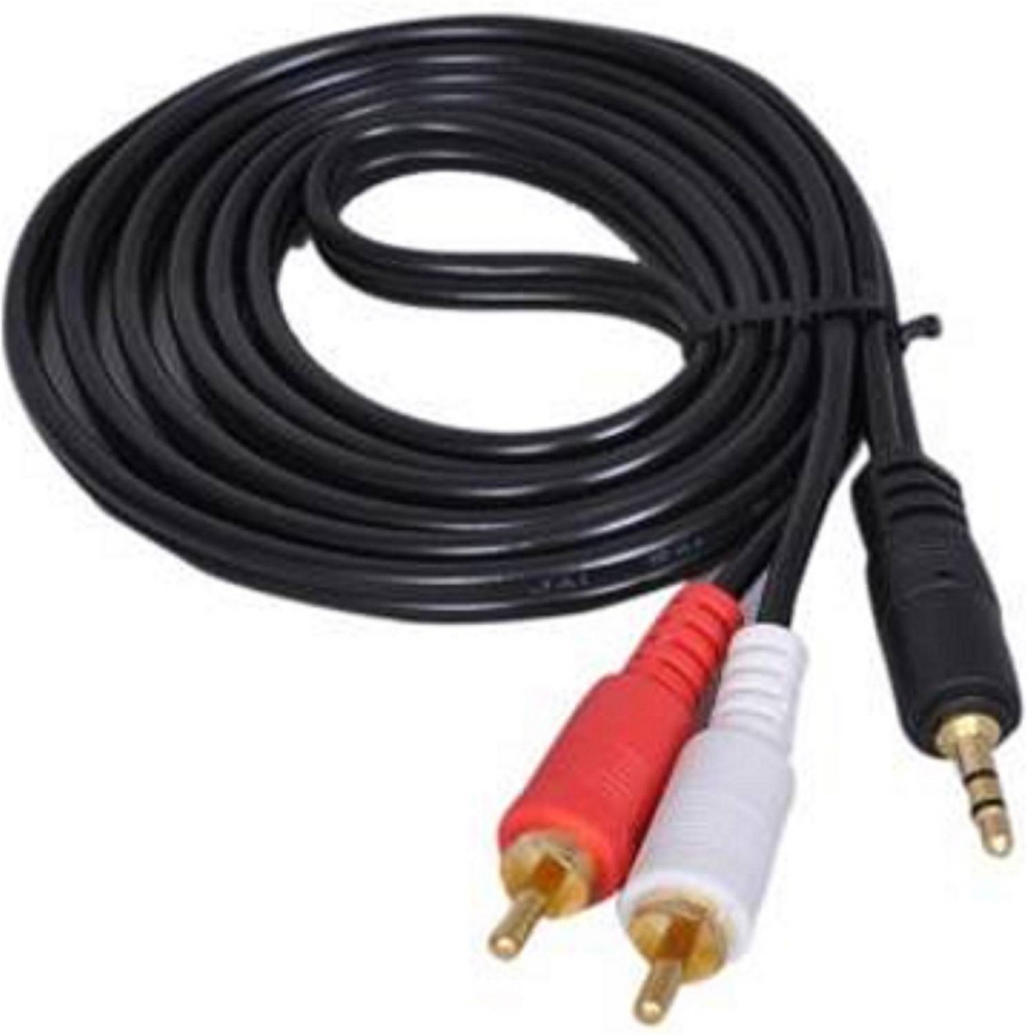 TECHON TV-out Cable stereo 3.5 mm 2 rca cable( black ) 1.5 meter