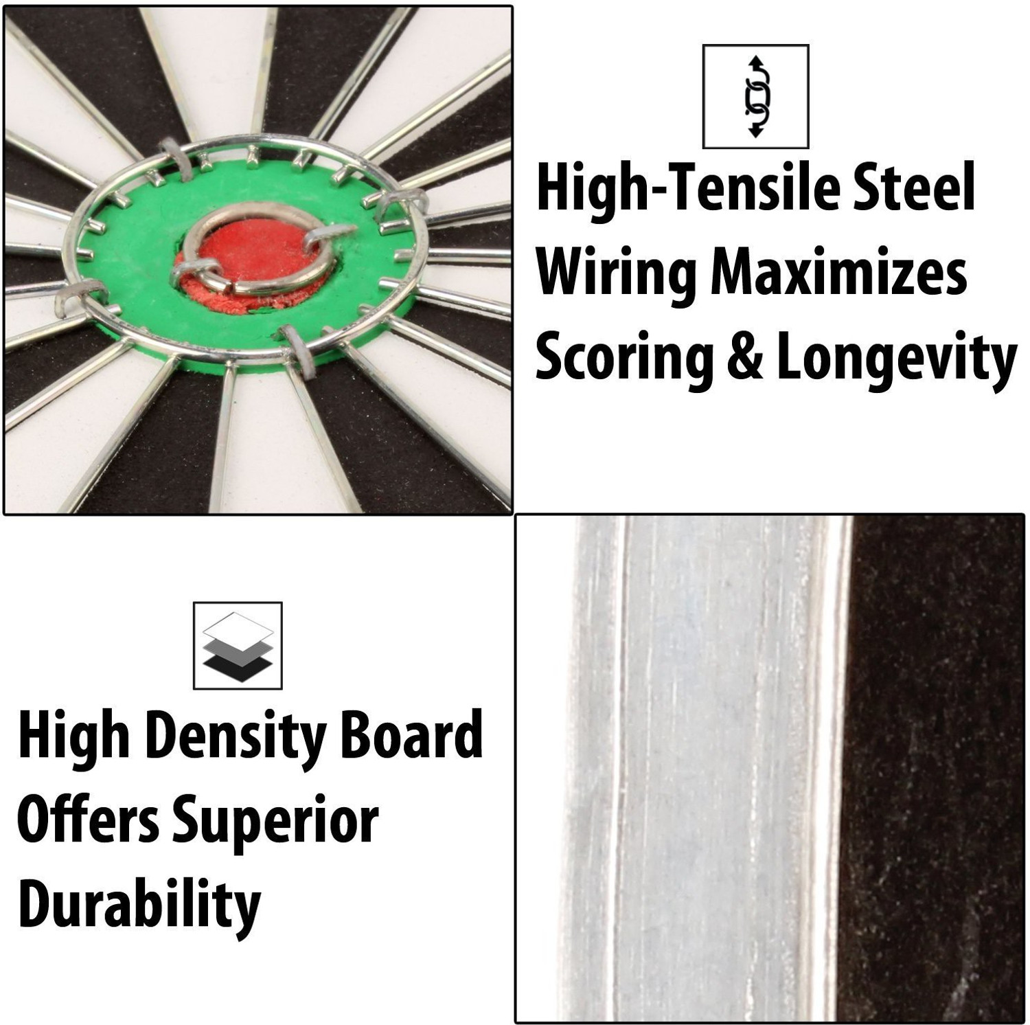 Image of Sunlin Double Sided Dart Board Game - With 6 Darts - Size 12 inch Dart Board Game