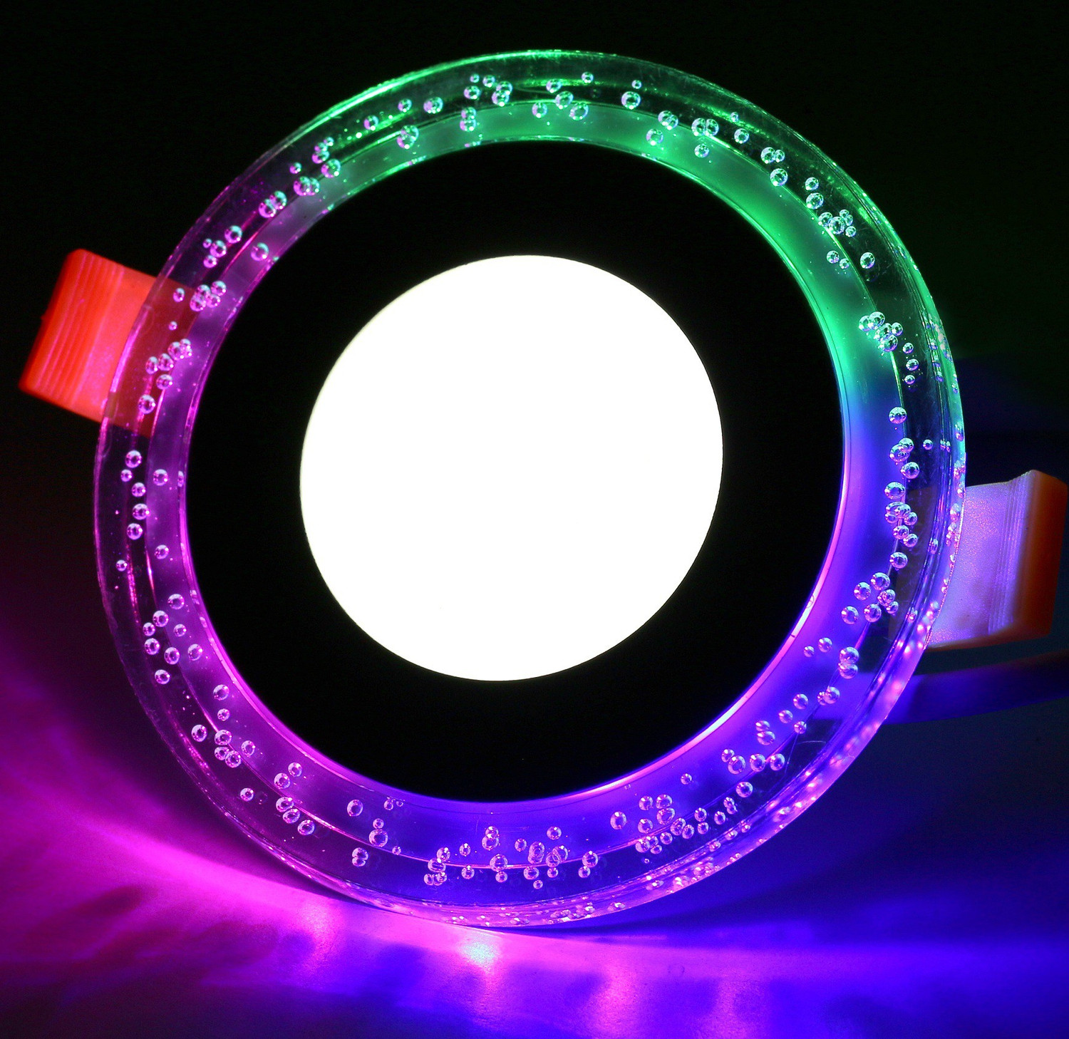 Image of D'Mak 3+3 Watt Double Color Round Jelly LED Panel Light Side 4D Effect Light (White & PGB, Pack Of 3) Recessed Ceiling Light Ceiling Lamp