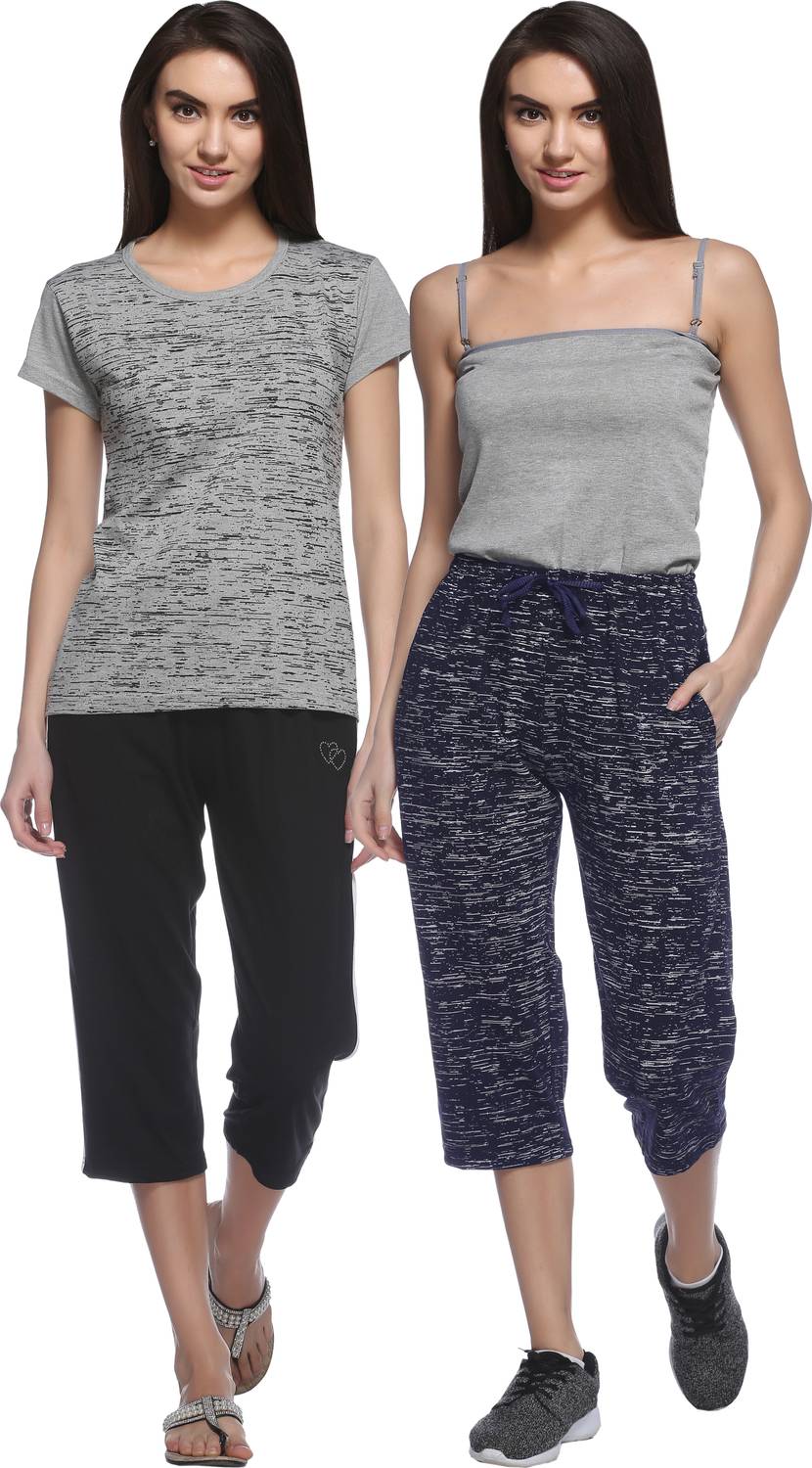 69GAL Women Dark Blue, Black Capri