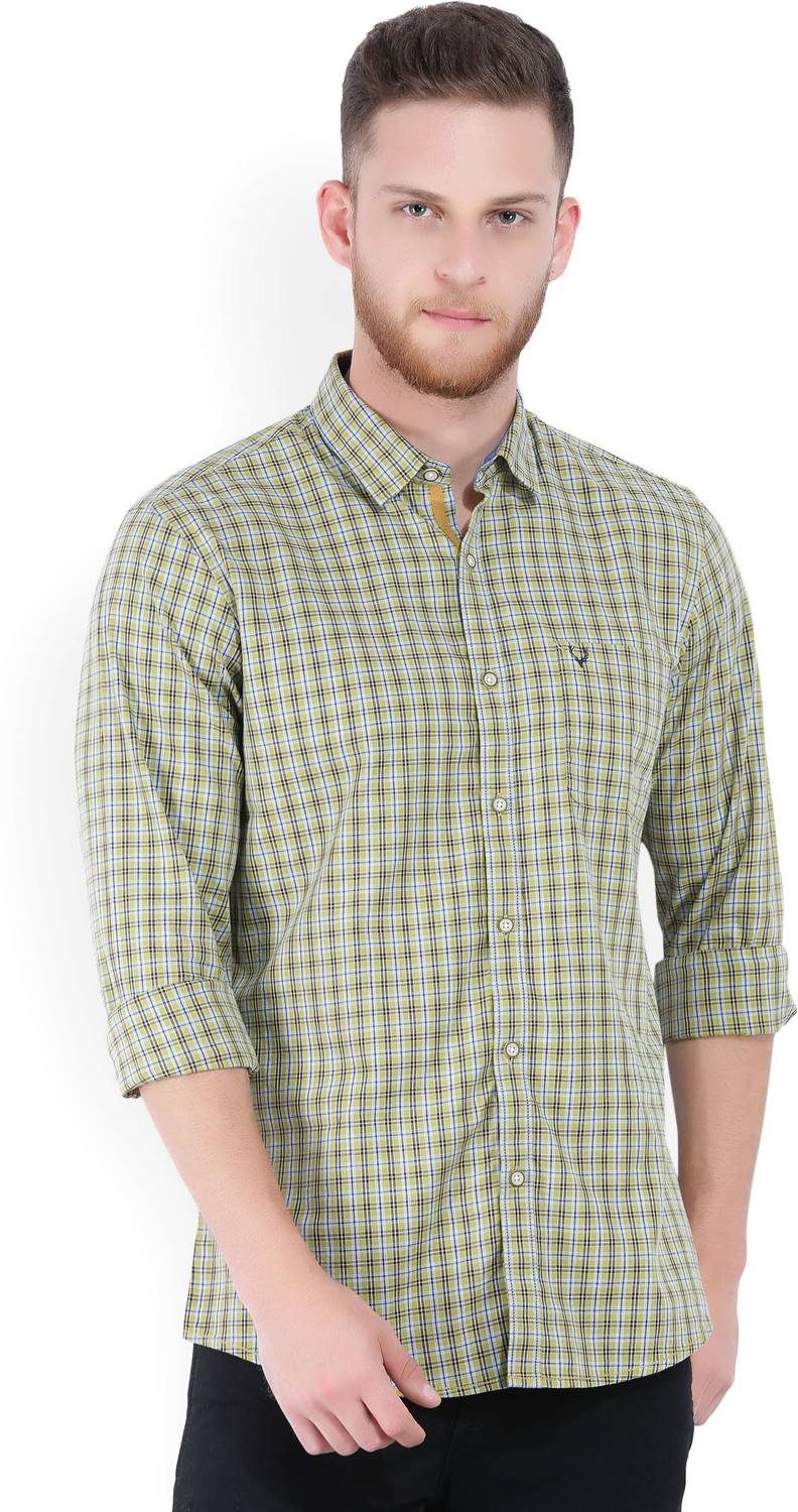 Allen Solly Men Checkered Casual Multicolor, Green Shirt