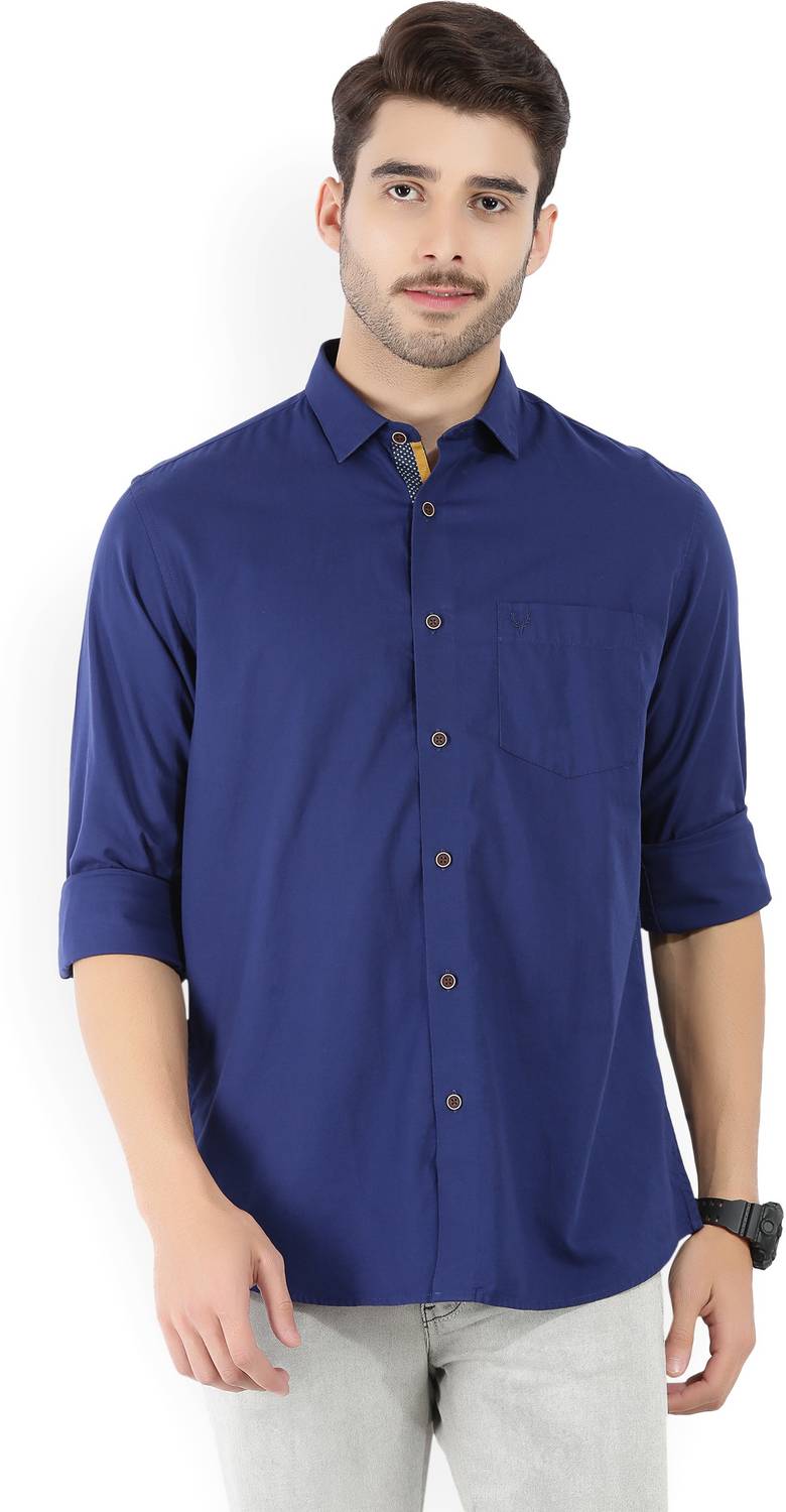 Allen Solly Men Solid Casual Blue Shirt