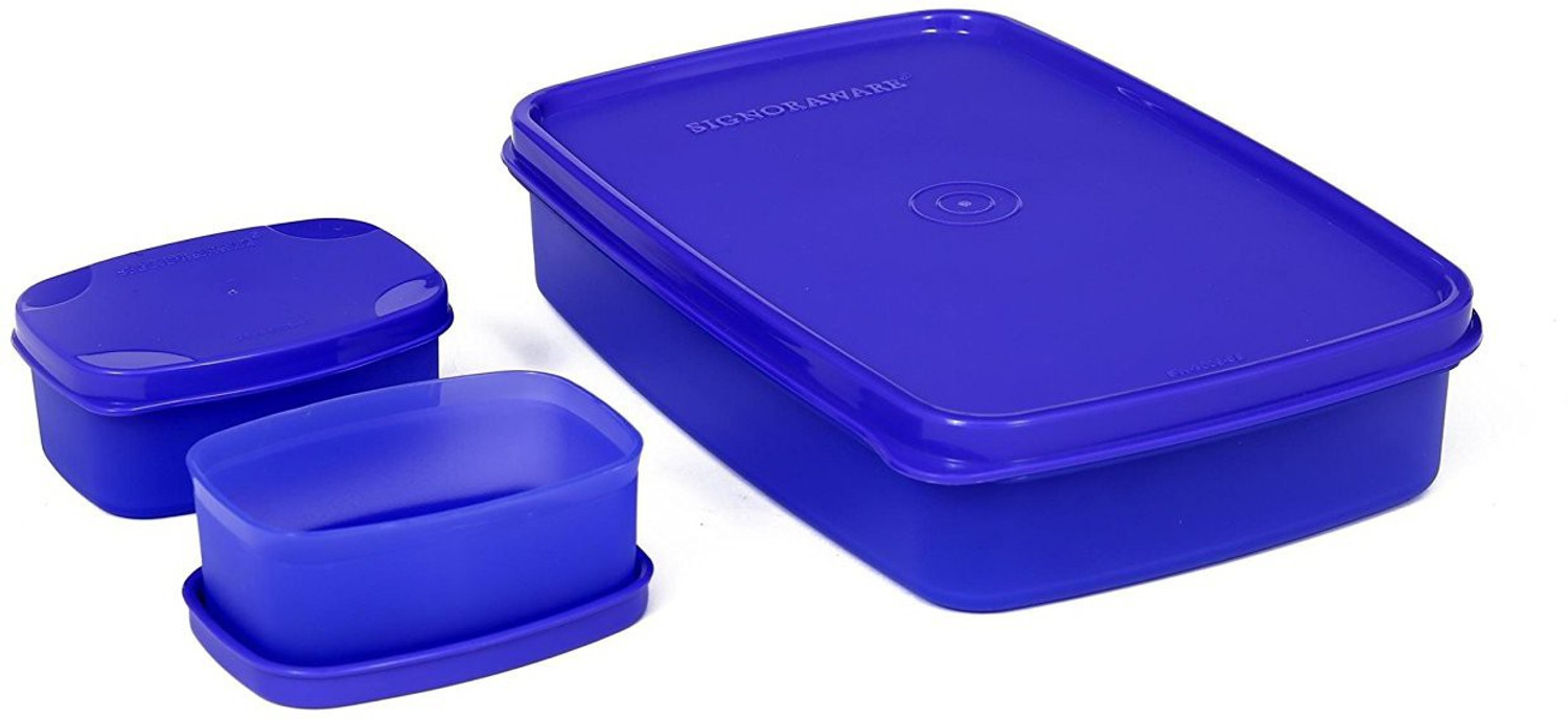 Image of Signoraware Compact 3 Containers Plastic Office Lunch Box (1050 ml)