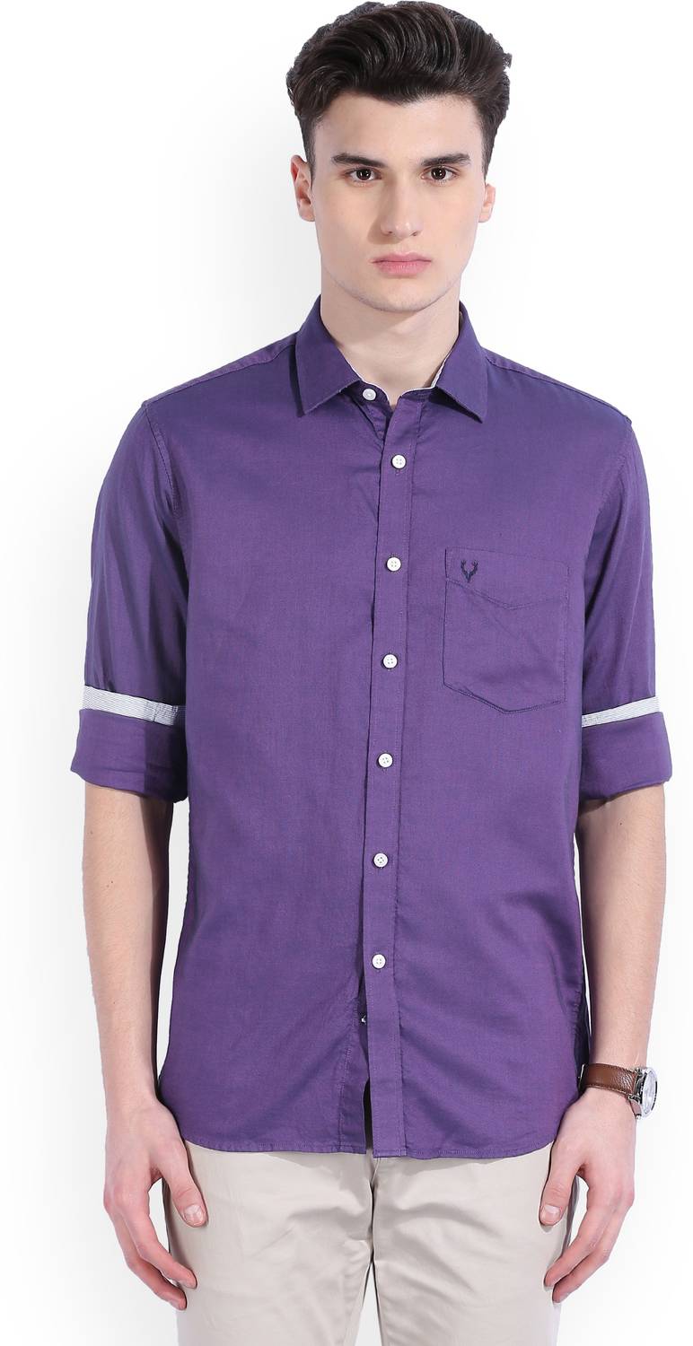 Allen Solly Men Solid Casual Purple Shirt