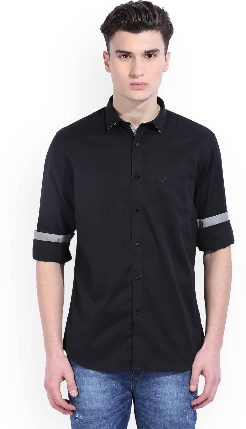 Allen Solly Men Solid Casual Black Shirt