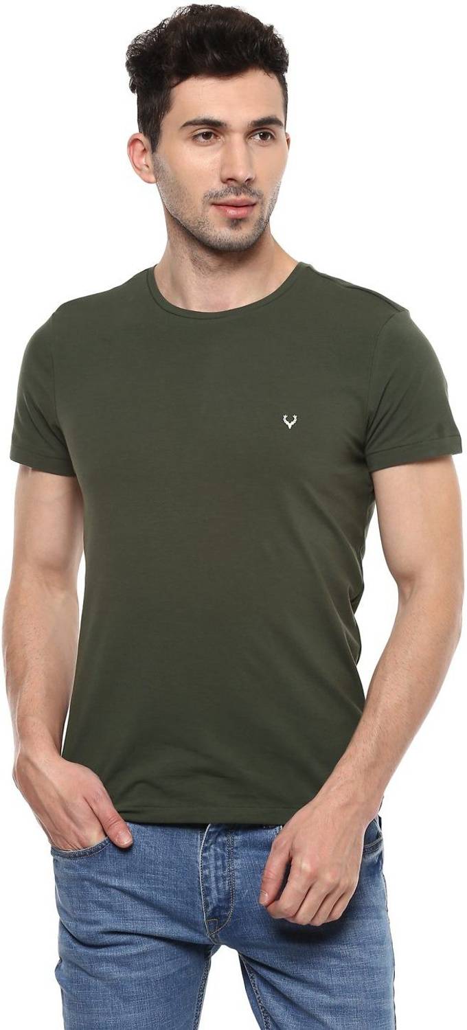 Allen Solly Solid Men Round Neck Green T-Shirt