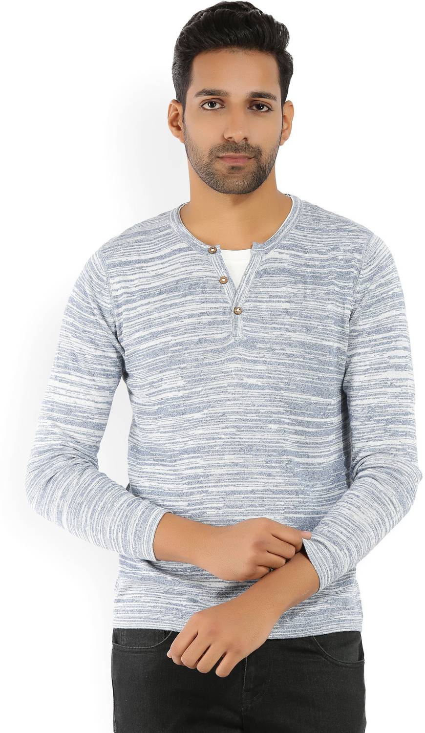 Celio Full Sleeve Striped Men Sweatshirt