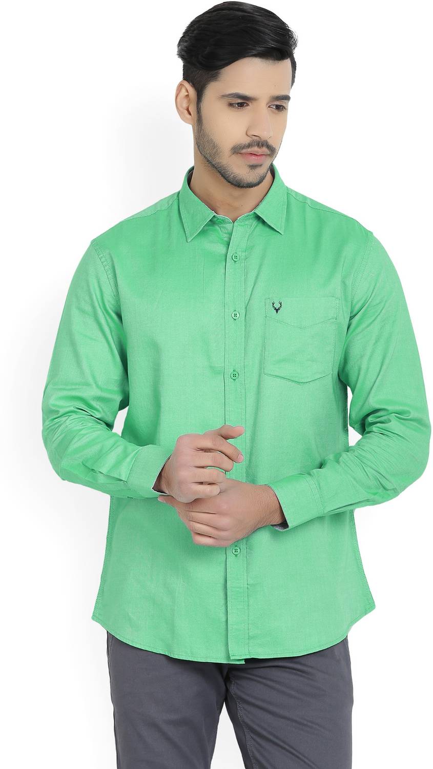 Allen Solly Men Solid Casual Green Shirt