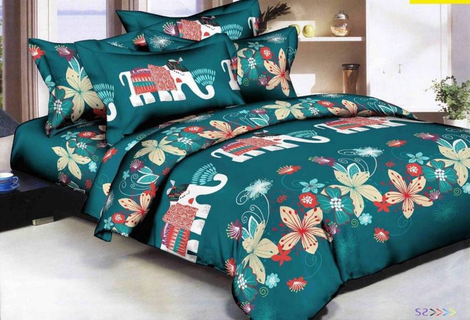 Ashu Decor Microfiber Double Flat 144 TC 3D Printed 1 Bedsheet with 2 Pillow Covers