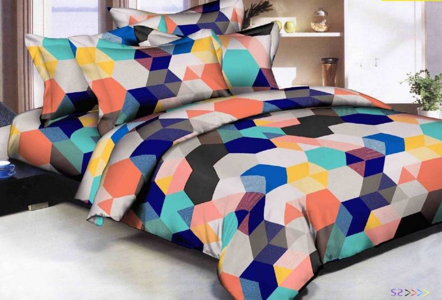 Ashu Decor Microfiber Double Flat 140 TC 3D Printed 1 Bedsheet with 2 Pillow Covers