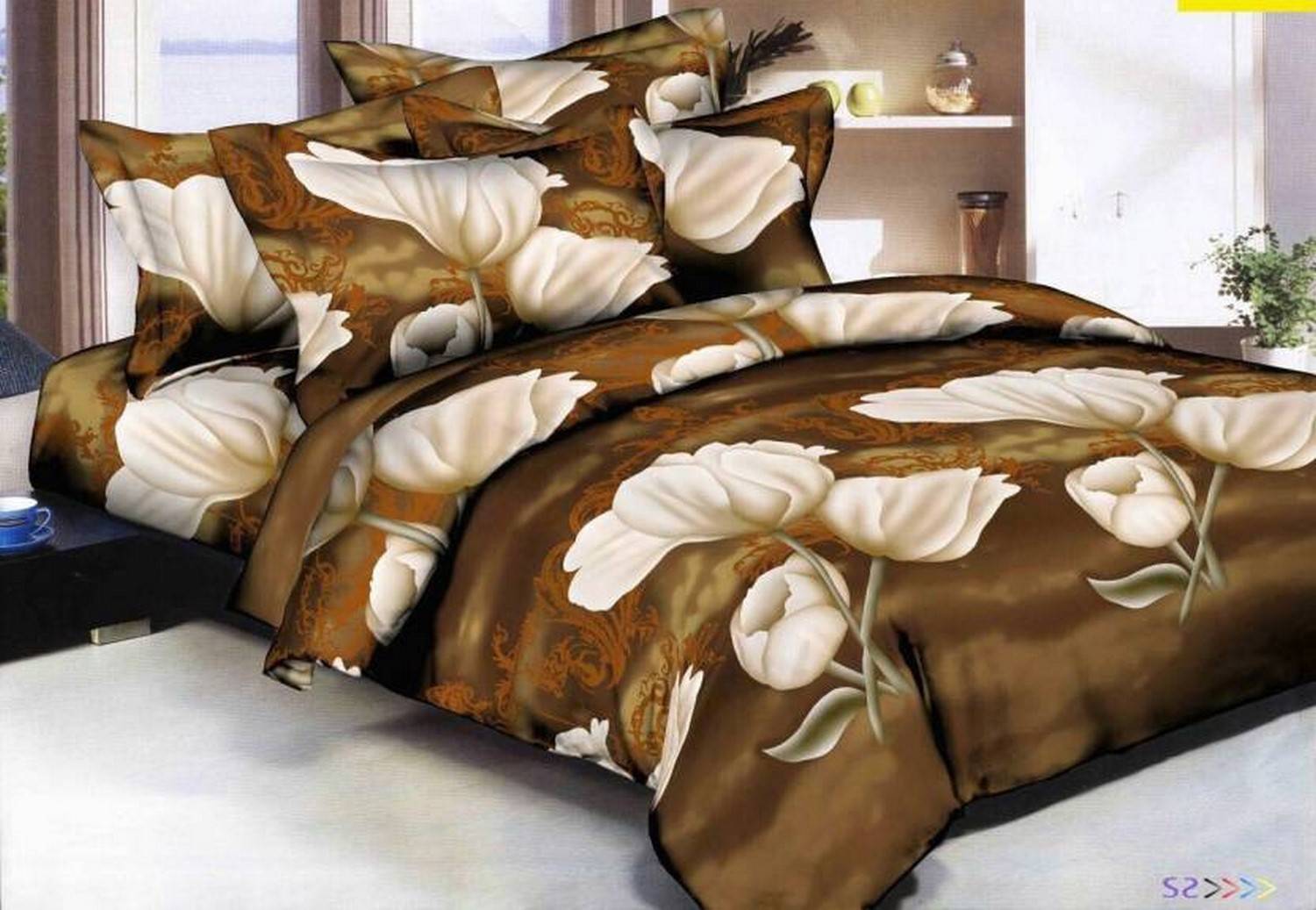 Ashu Decor Microfiber Double Flat 144 TC 3D Printed 1 Bedsheet with 2 Pillow Covers