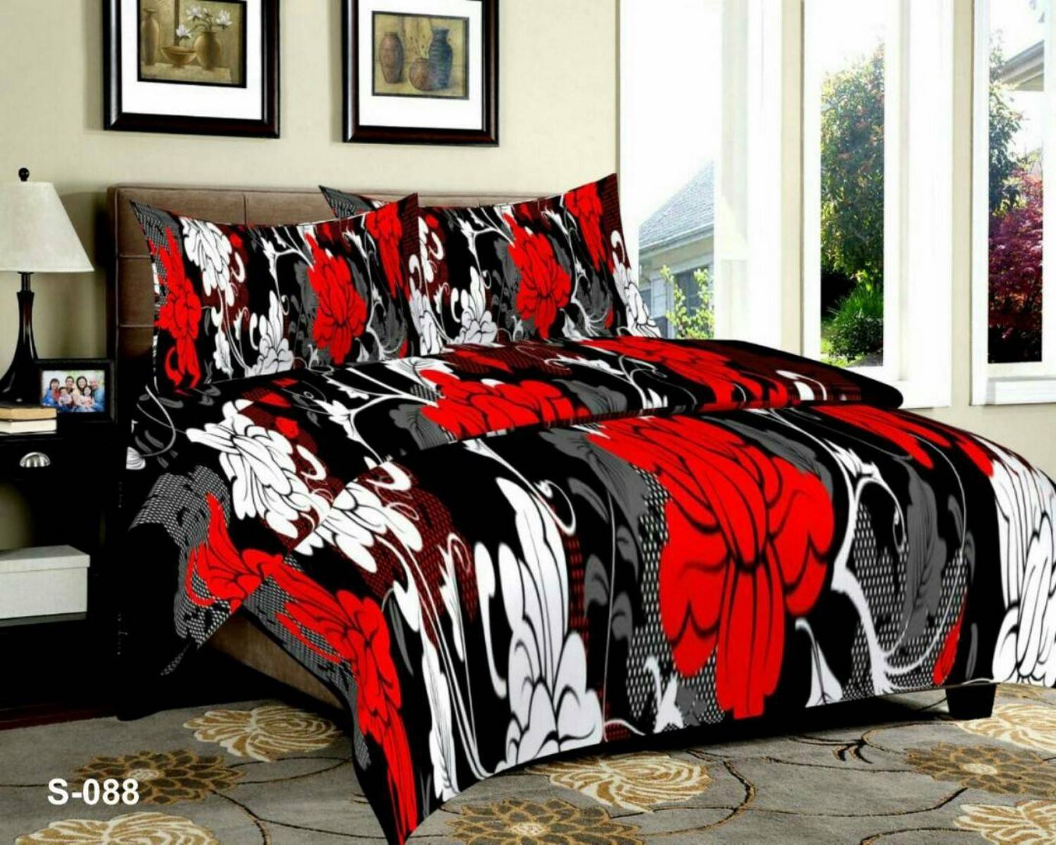 Ashu Decor Microfiber Double Flat 144 TC 3D Printed 1 Bedsheet with 2 Pillow Covers