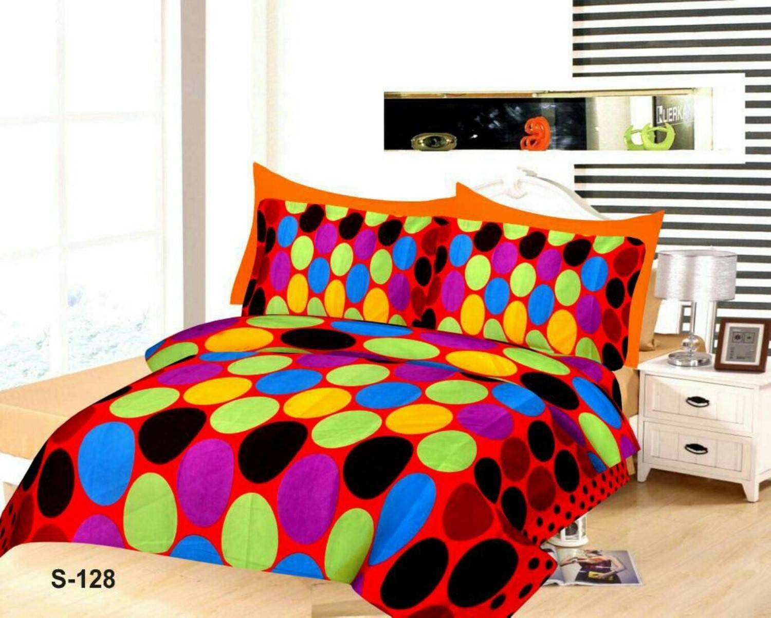 Ashu Decor Microfiber Double Flat 144 TC 3D Printed 1 Bedsheet with 2 Pillow Covers