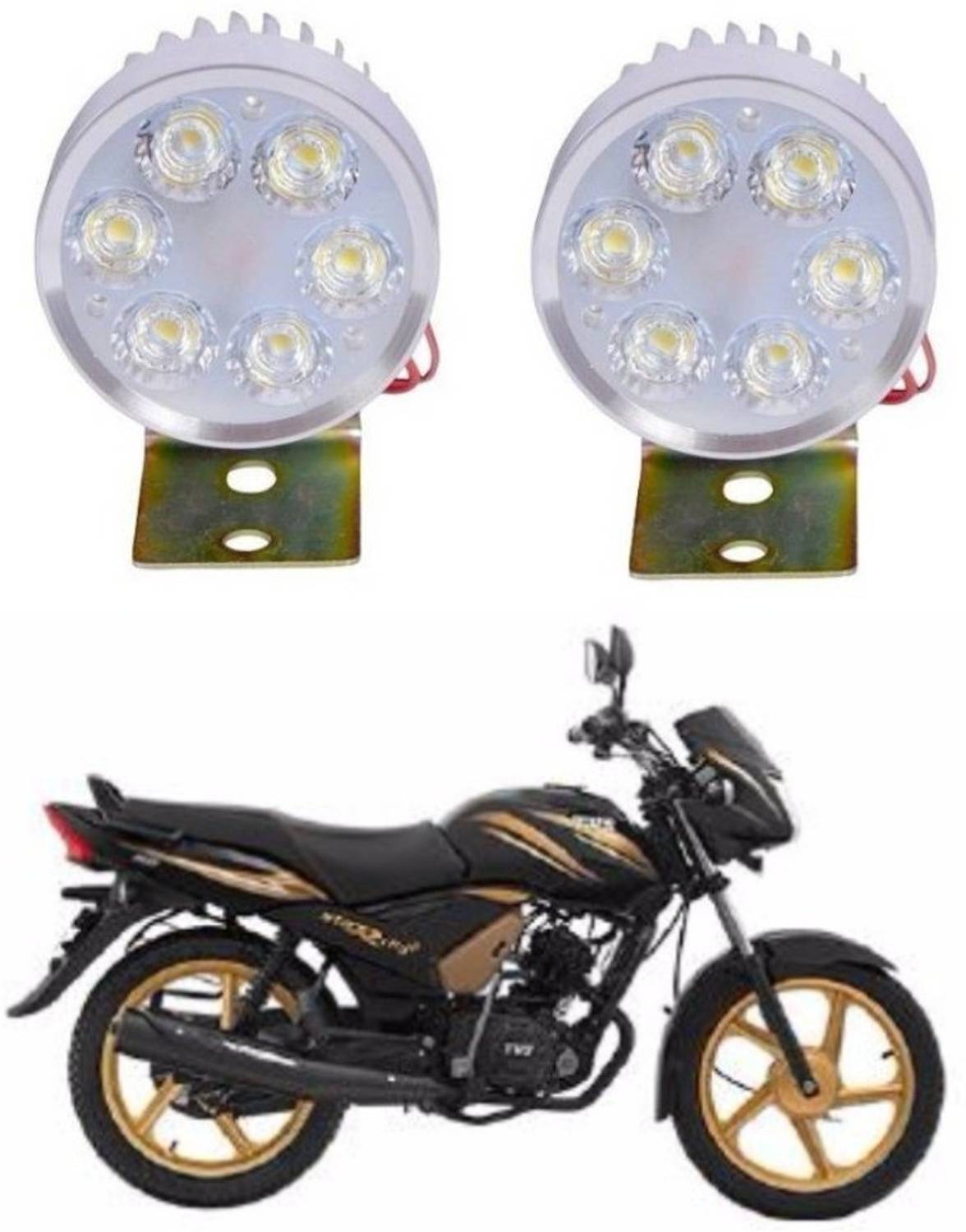 AUTOGARH M65 6 LED FOG HEADLIGHT FOR Star City Plus Parking Light Motorbike LED for TVS (15 V, 60 W)