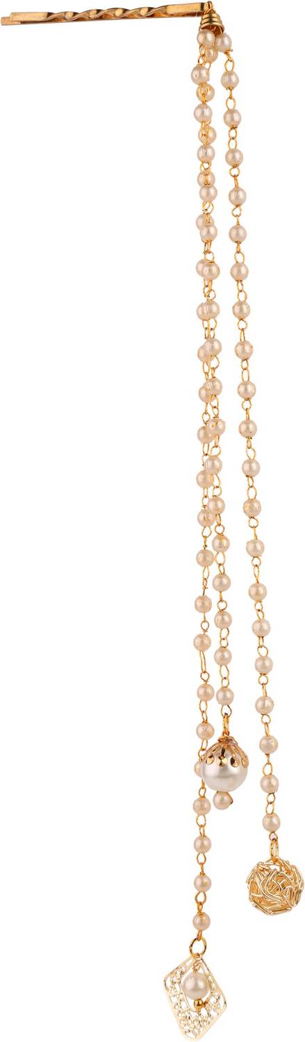 AccessHer Gorgeous Stylish Golden Booby Pins with chain and drops for women and girls Back Pin